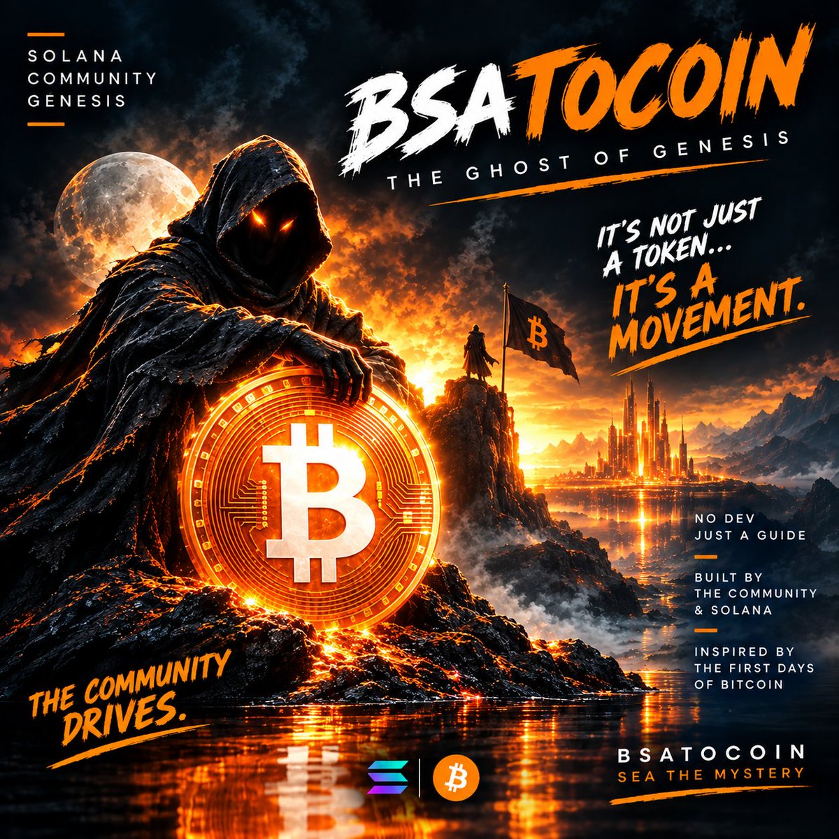 Bsatocoin's tweet photo. 👻 THE GHOST IS HERE.
They said crypto needed another meme…
So we brought the Ghost of Genesis. 🟠👻
₿ Inspired by the early days of Bitcoin.
⚡ Built on Solana.
🧡 Driven by the community.
BSATOCOIN — SEA EL MISTERIO.
#BSATOCOIN #Solana #Crypto #MemeCoin #Bitcoin https://t.co/4Q51Dau7Li