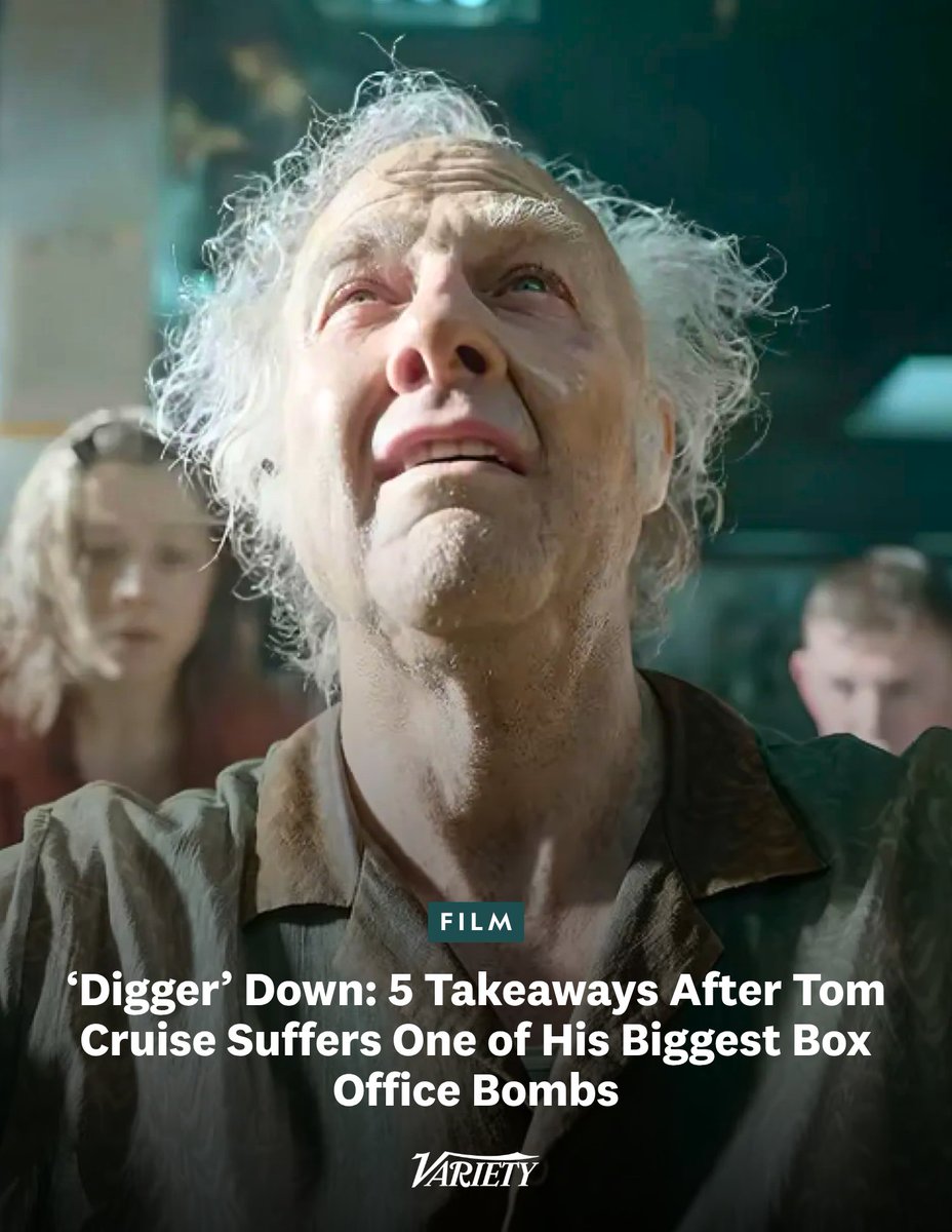 Variety's tweet photo. Tom Cruise’s “Digger” cratered at the box office with an $8M domestic (and $20M worldwide) debut. Here are five takeaways from its opening weekend:

• Bad buzz killed any curiosity

• Auteurist swings are necessary for Hollywood’s survival, but they can’t come with blank checks

• International box office crisis

• Cruise’s unconventional press tour didn’t jibe with today’s moviegoers

• Marketing can’t hinge the campaign on Cruise’s cinematic legacy

Read the full analysis from @rebeccaarubin: https://t.co/N2ugeKGOjy