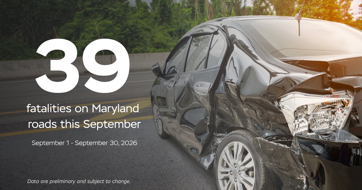 MD_MVA's tweet photo. During September 2026, 39 fatalities were recorded across the state. As of October 5, 328 people have lost their lives on Maryland roadways in 2026. 

Read more ➡️ https://t.co/F2UiOfXexa https://t.co/7MhyZBEZ7x