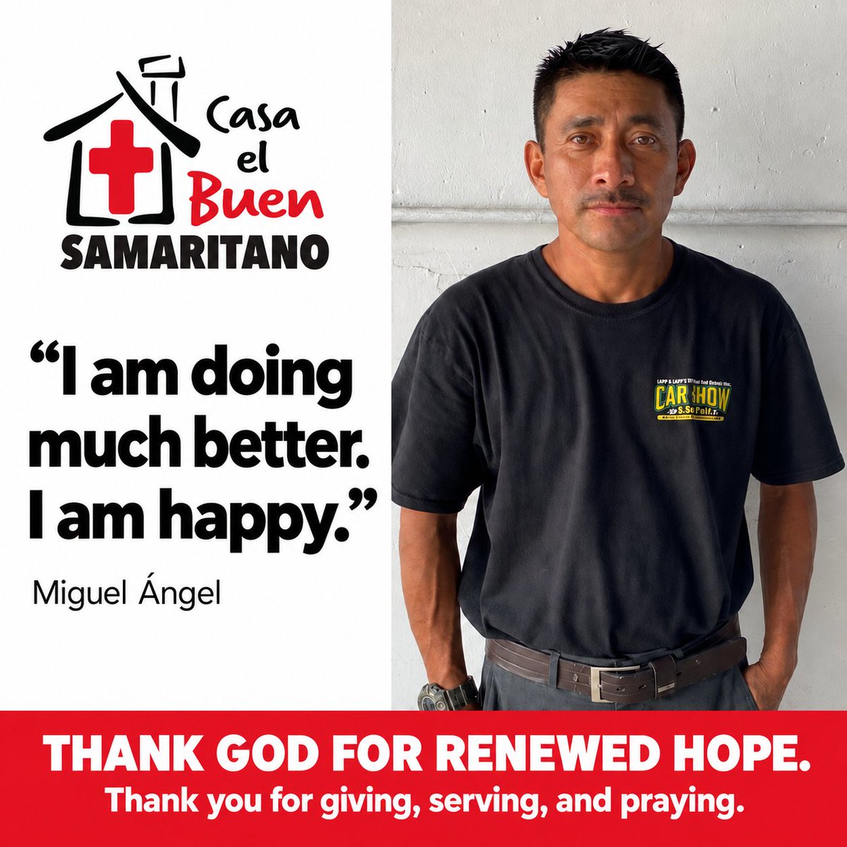 casaelbuen's tweet photo. “I am doing much better. I am happy.” Miguel Ángel’s strength and hope returned as he received care at Casa. Join us in thanking God for his recovery and everyone who gives, serves, and prays.
 
 Verse of the week
“Go and do likewise.”
 LUKE 10:37 https://t.co/S3ZLuUTPCt