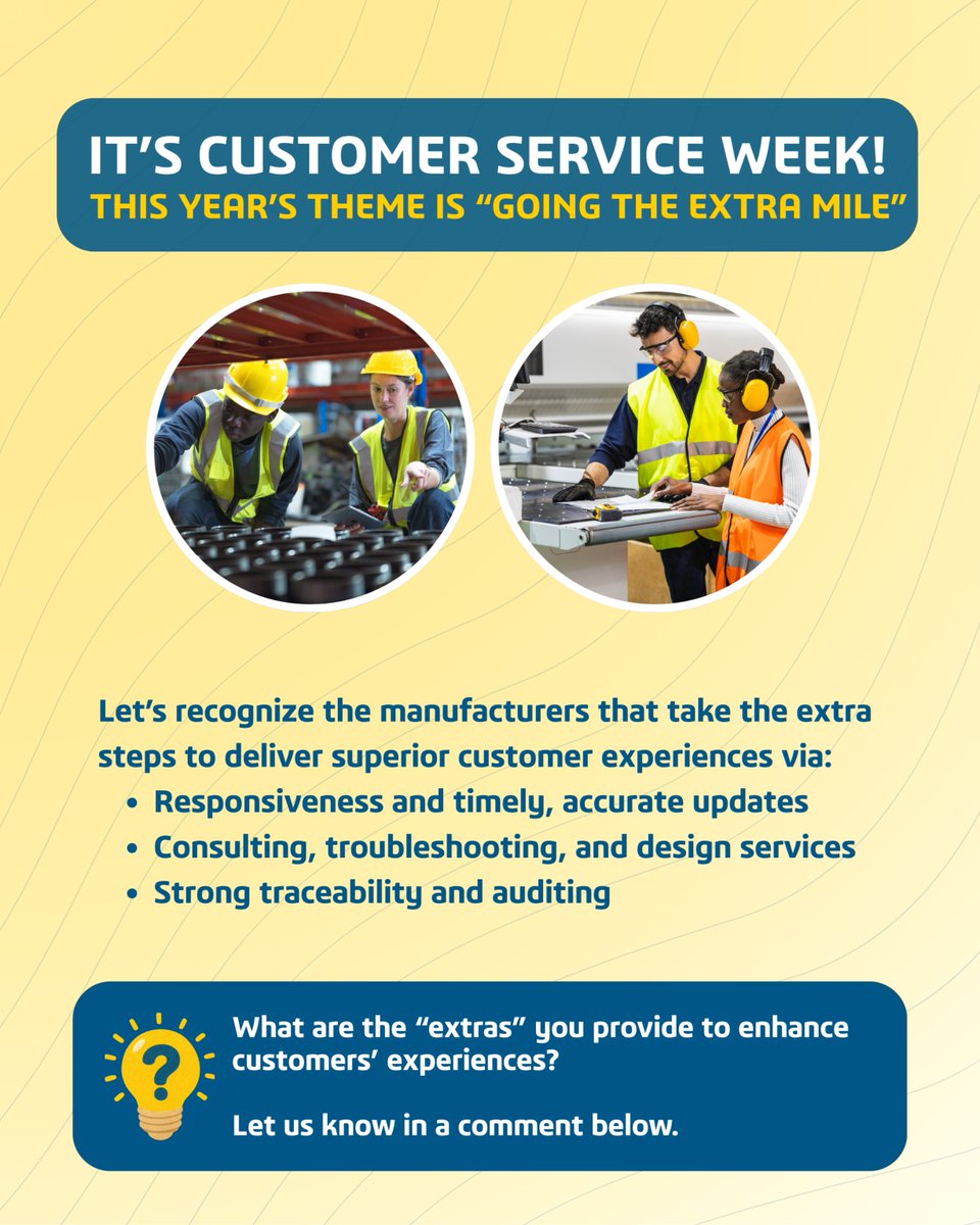DELMIAWorks's tweet photo. The most successful manufacturers today are competing not only on the quality of their products but the total customer experience. Join us in celebrating their efforts during Customer Service Week, October 5–9, 2026. https://t.co/bTV6Tl1ZN2