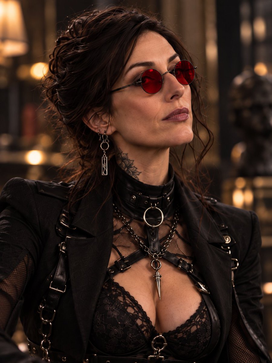 Dominator426's tweet photo. Aristocratic cybergoth milf
#Aiart #woman #portrait #woman #milf #goth https://t.co/JgPjl04Mvb