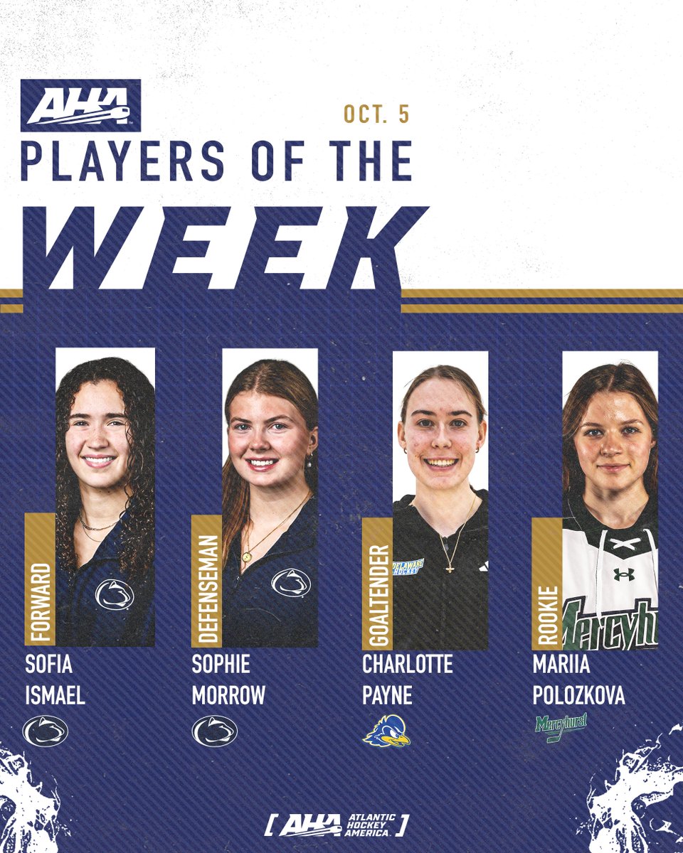 Atlantic_Hockey's tweet photo. Four first-time honorees claim our women's players of the week awards: https://t.co/Ip3niuQ3hn https://t.co/ma9LcK5CfI