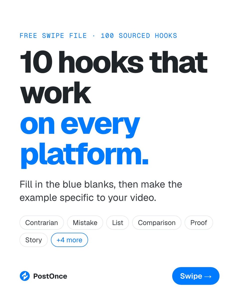PostOnce_to's tweet photo. blank caption box. finished video. no first line.

100 hooks from top posts, sorted by type and app:
https://t.co/dyHGhg0DTw https://t.co/Q6ip0SVhkv