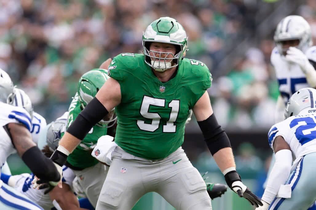 JalenCarterDPOY's tweet photo. I think it’s time we have a conversation.

We need to replace Cam Jurgens with someone else.

He’s been the WORST offensive lineman in the NFL this season and it’s not close. https://t.co/hllw2pWC1g