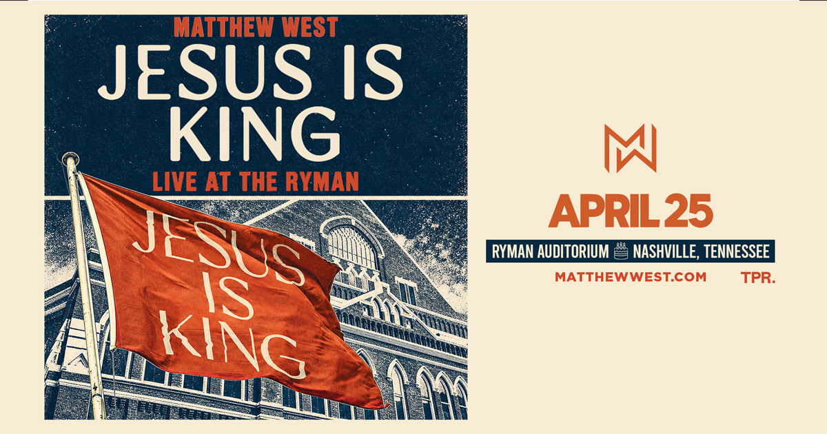 theryman's tweet photo. 📣 JUST ANNOUNCED! @matthewwest's Jesus Is King Tour is coming to the Ryman on April 25, and tickets are on sale now!

Join us in the pews: https://t.co/vUwiB85yds https://t.co/DmUGqyshZ9