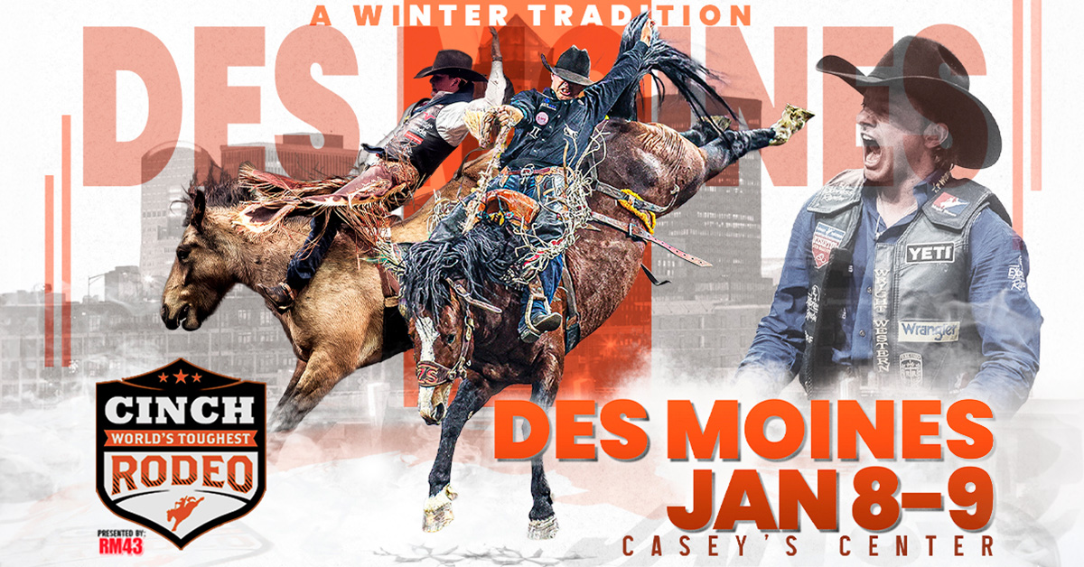 CaseysCenter's tweet photo. 🚨JUST ANNOUNCED🚨 Cinch World's Toughest Rodeo is headed to Casey's Center on January 8 &amp; 9 🤠 Don’t miss your chance to witness the toughest cowboys and cowgirls in action! Tickets on sale this Friday, October 9, at 10 AM. https://t.co/24Z7tkF4NR