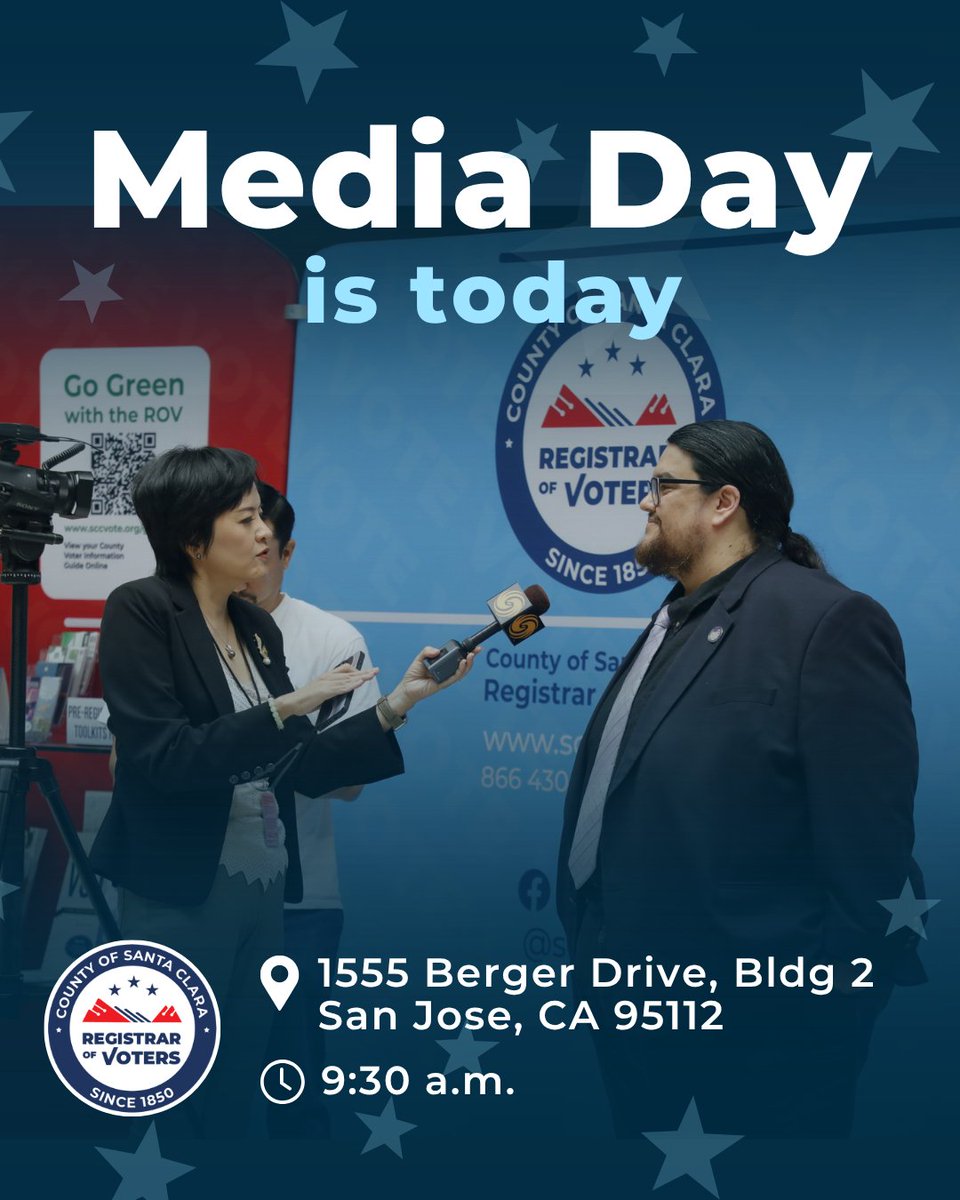 sccvote's tweet photo. Lights, camera, action! 

Media Day is an important opportunity for us to give the public important information on the upcoming November 3, 2026 General Election. Join us for news crews and interviews today!

#Vote #SCCVote #MediaDay https://t.co/KpdTXCbMcO