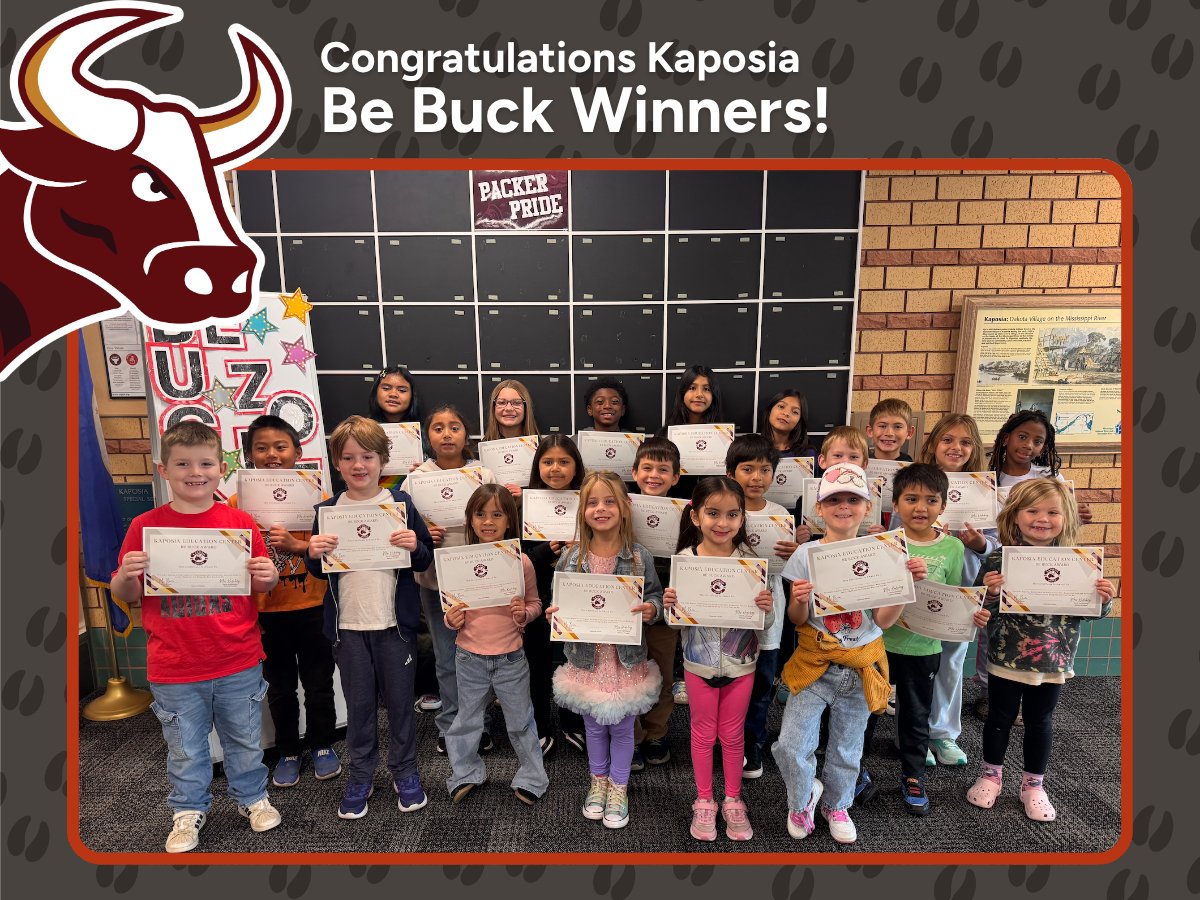 SSPPS6's tweet photo. Congratulations to the Kaposia Be Buck Winners from last week! These students have shown to BE Responsible, Respectful, Safe, and Ready to Learn! #SSPengage #PackerPride https://t.co/kEwi8HUQOW