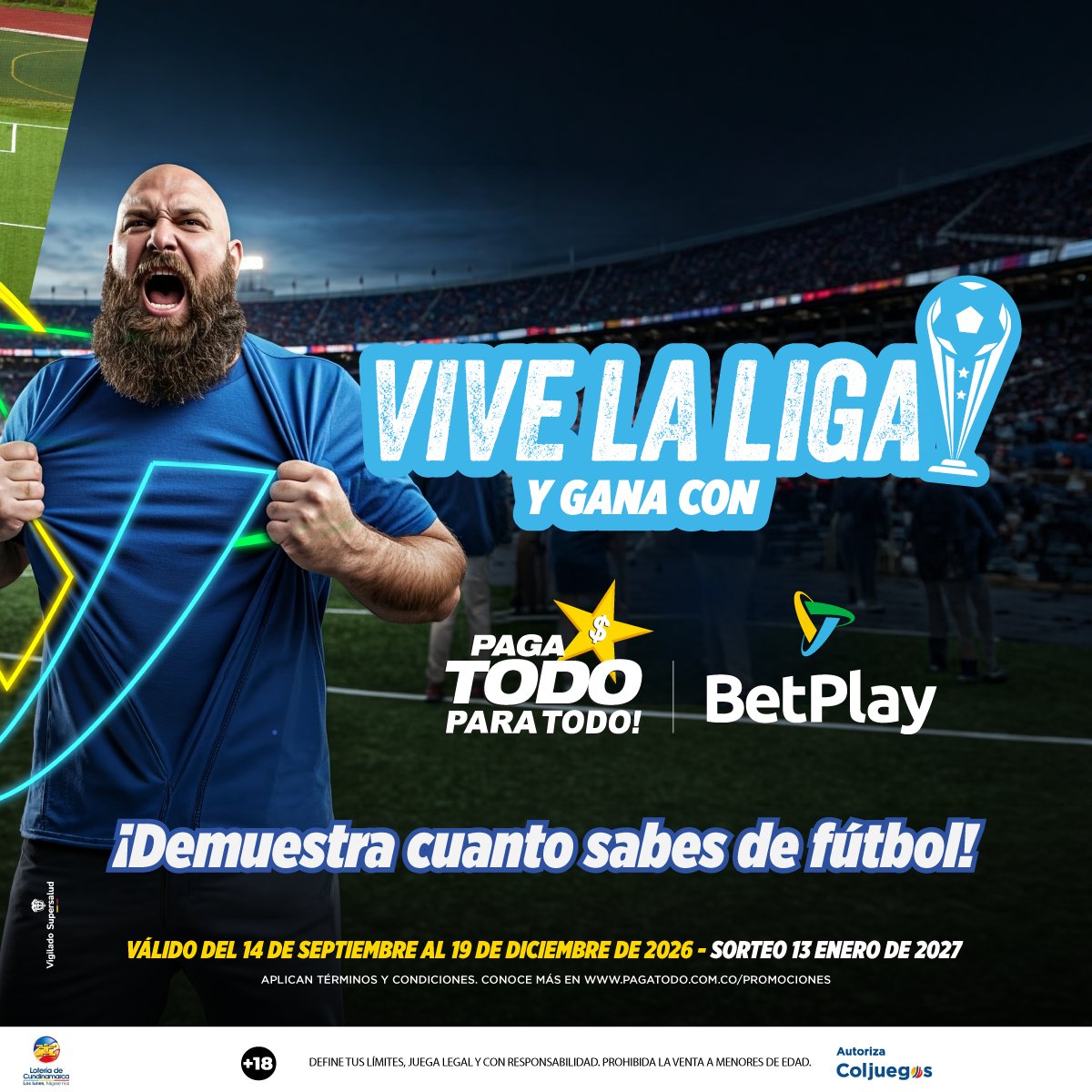 pagatodo's tweet photo. 📢 ¡Atención futboleros de corazón! 
Lleva tu pasión al siguiente nivel con Paga Todo y BetPlay. 👇
1️⃣ Regístrate en el siguiente link: https://t.co/QYzFort0of 
2️⃣ Elige tu equipo favorito.
3️⃣ Haz tus pronósticos.
¡Así de fácil puedes ganar experiencias únicas en el estadio! 🏟️⚽️ https://t.co/aIWX8JVeUc