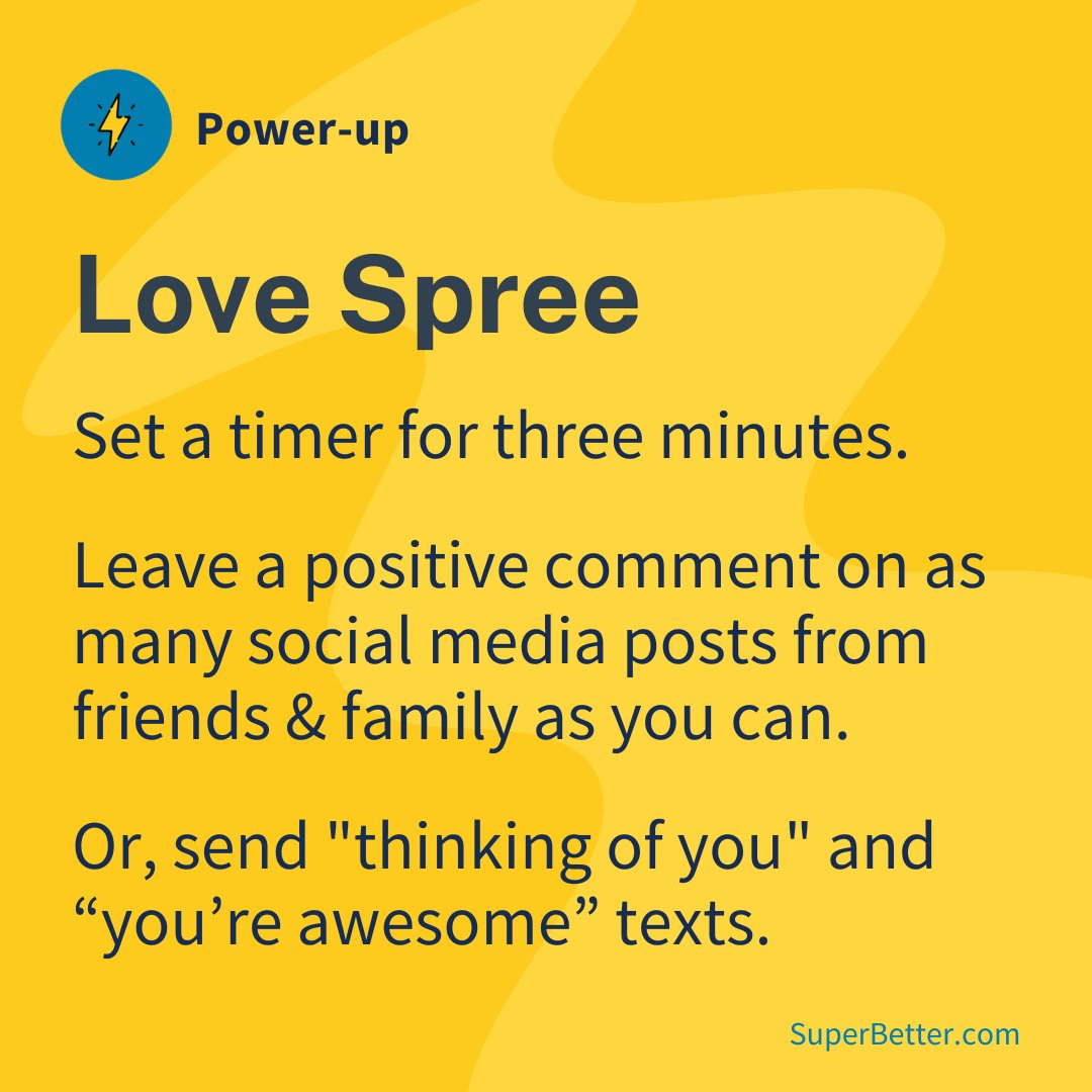 SuperBetter's tweet photo. Now is a good time for a #LoveSpree. https://t.co/f8Se535xLs
