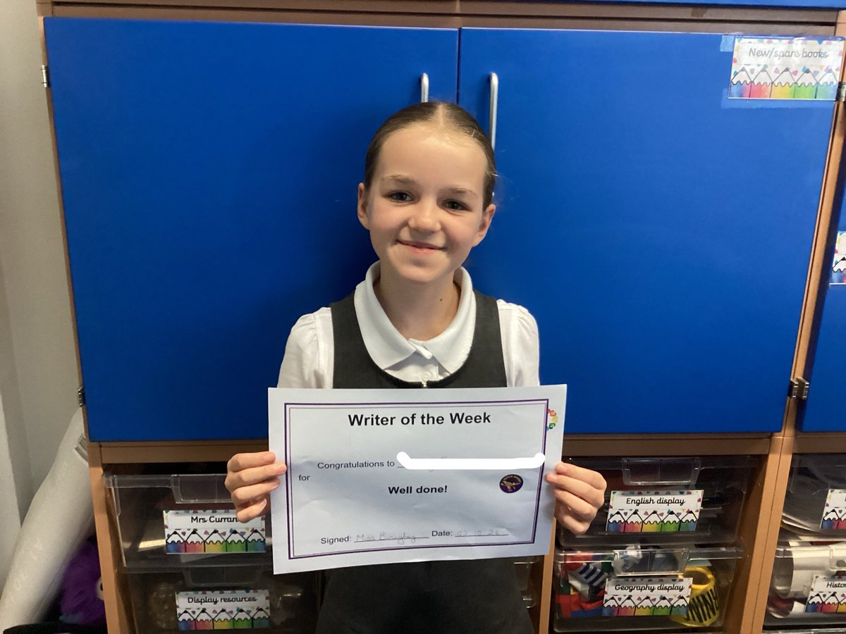 SpringwellYear4's tweet photo. Last weeks Writer of the Week and Behaviour Superstar! ✏️🌟@Springwellpark_ https://t.co/xLJBCD0Z5b