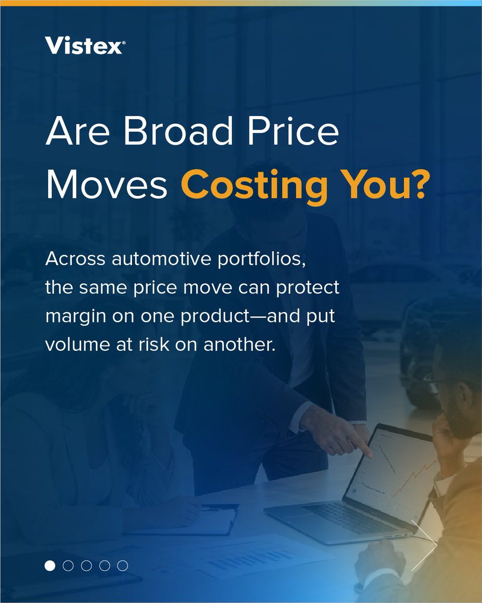 Vistex's tweet photo. ⚠️ Broad price moves can protect margin in one part of the portfolio and create risk in another...

See how AI can help automotive teams make more precise pricing decisions at scale. Explore smarter pricing: 🔎 https://t.co/Ze0zyw3ck4

#MarginOptimization #RevenueManagement https://t.co/5eiN07UXMm