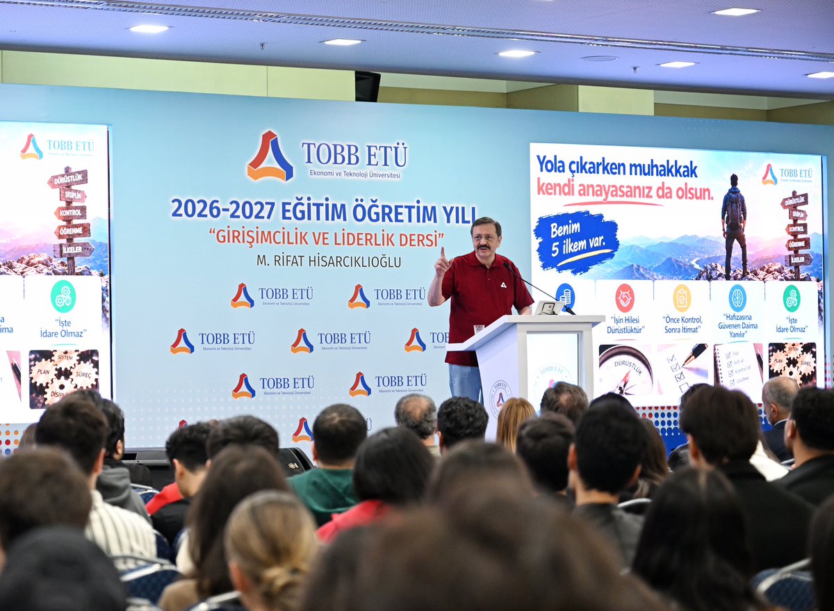 RHisarciklioglu's tweet photo. 2026-2027 eğitim öğretim yılında TOBB ETÜ ailesine yeni katılan öğrencilerimizle "Girişimcilik ve Liderlik" dersinde bir araya geldik. Tüm öğrencilerimize başarılar diliyorum.

#tobbetü #tobbetülüyüz 

@tobbetum https://t.co/fWRu011qKV