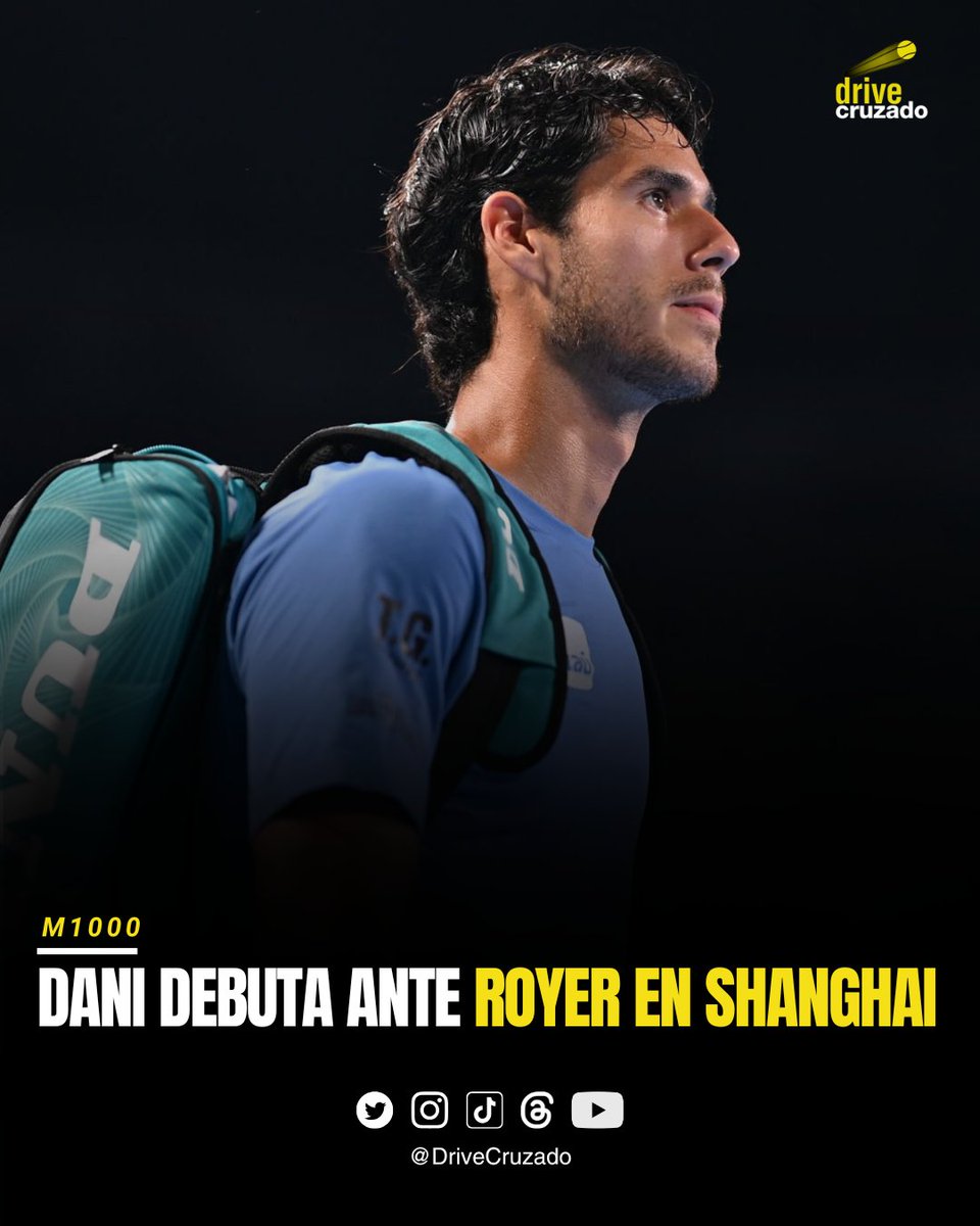 DriveCruzado's tweet photo. ATP 1000 | Shanghai 🇨🇳

​Dani Vallejo ya conoce su camino en el Masters 1000 asiático: debutará ante Valentin Royer 🇫🇷 (105° ATP) en la primera ronda.

​El vencedor de este duelo se medirá ante el 15° preclasificado, Tommy Paul 🇺🇸, en la siguiente fase.

📷 Kenta Harada / Getty Images