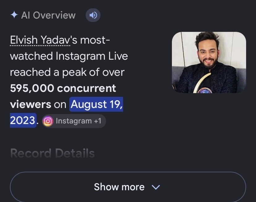 yada74573's tweet photo. Records set by Elvish which are still unbeatable by any BB contestant.
1. Most Instagram Live viewers
2. Fastest 1million liked post
3. Top 3 in world in insta likes
4. Felicitated by CM
5. Biggest Fan meetup
Enough reasons to prove that he is best in recent Years.👏
#ElvishYadav https://t.co/E1F3OJPZhy