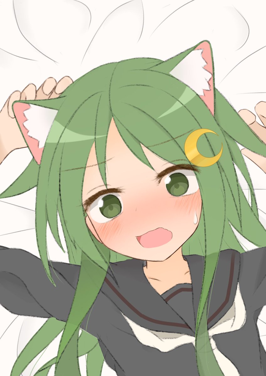 pikura2026's tweet photo. #長月進水日 #艦これ 
にゃがつき「へ、変なとこ触るんじゃないっ！」 https://t.co/4siXkxYVu4