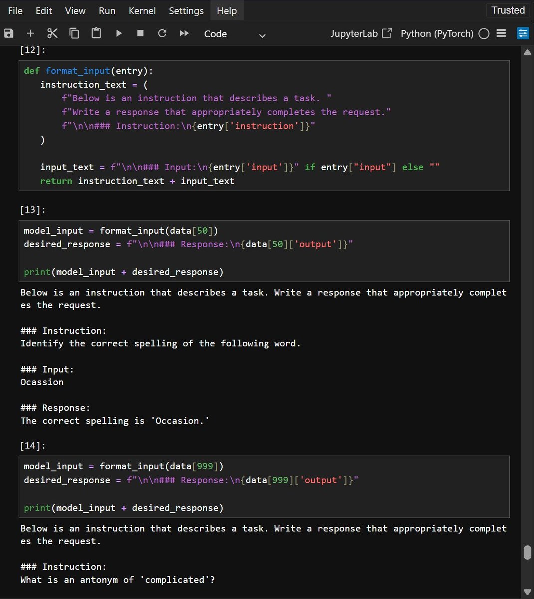 shoupxx's tweet photo. Day 125 —> Becoming an AI Engineer

Implemented Instruction Fine-tuning with Alpaca-style data.

Instruction + Input → Output → Input/Target pairs (changes in Target pairs)

Insight: Fine-tuning aligns next-token prediction with task-specific behavior.

#LLM #FineTuning #GenAI https://t.co/ghUNndZjkP