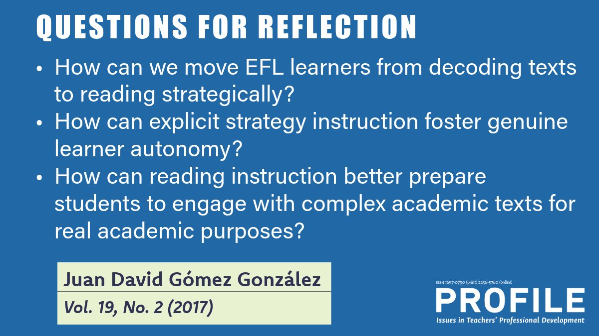 PROFILEJournal's tweet photo. 💭 Questions for reflection
📄 This paper from our archive presents an approach combining metacognition, genre analysis &amp; task-based strategies to help students engage with academic texts more effectively.
🔗https://t.co/KujOhe7sUp https://t.co/XpV6rRfCbq