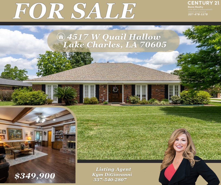kymdigiovanni's tweet photo. 4517 W Quail Hallow, Lake Charles, LA 

More info: https://t.co/Coql9aSYhz

3D Tour: https://t.co/cq5I2lhGLu

✨Kym DiGiovanni, REALTOR®
📲337-540-2807
📧kym@kymdigiovanni.com
🌐https://t.co/8A9jw1CFuk
Century 21 Bono Realty
337-478-1578
4410 Nelson Rd Lake Charles, LA 70605 https://t.co/RbmiwJGecb