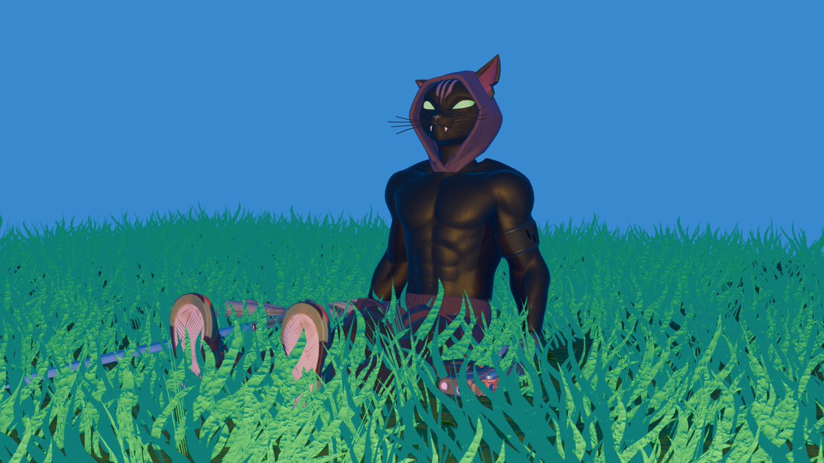 RadMichael2026's tweet photo. Shirtless Nyanja is relaxing outside and enjoy sunbath.
(He really like sunbathing) https://t.co/neO6NT0bU2