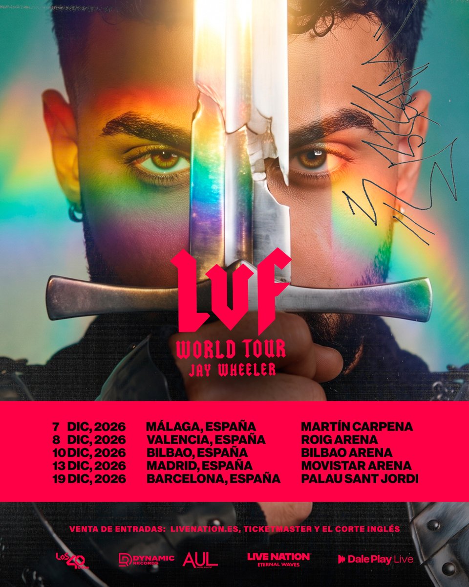 LiveNationES's tweet photo. JAY WHEELER llega a España con su gira mundial "LA VOZ FAVORITA"

🎫Entradas a la venta el 9 de octubre a las 11h en https://t.co/fcgL2YdZ9e, Ticketmaster y el Corte Inglés 
Más info link de la bio >> ÚLTIMOS ANUNCIOS https://t.co/nF8NRicm1E