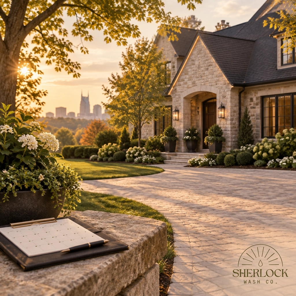 SherlockWashCo's tweet photo. Exterior care should be scheduled preservation, not a scramble. Sherlock Wash Co. provides recurring, bundled maintenance for managed estates across Nashville and Williamson County. #Nashville #WilliamsonCounty #EstateCare https://t.co/TrnTaEwR9Q