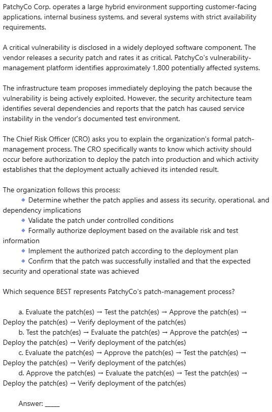 Adam_ITProTV's tweet photo. Welcome to the #cissp 'Q of the D' !!!!
Question 1876 / Day 1876 - DOMAIN - Security Operations: (correct answer to be provided tomorrow) Show how smart you are &amp; post your answers #cisspsuccess #isc2 #themoreyouknow https://t.co/Vw6RTNmRsP