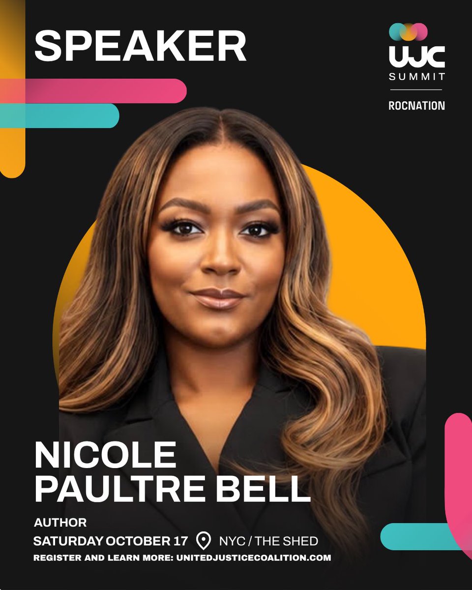RealNicoleBell's tweet photo. I’m joining the 2026 United Justice Coalition Summit on October 17 at The Shed in NYC. 

The Summit is free and open to the public. Register today and join us!

🔗 https://t.co/9ilA0Qpavl

#connectedforchange #UJC #UJCSummit26 #RocNation #UnitedJusticeCoalition https://t.co/rNW8da3le3