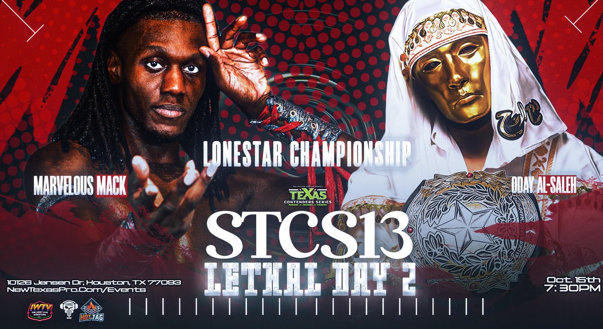 texascontenders's tweet photo. ❗️MATCH ANNOUNCEMENT❗️
LoneStar Championship Match:
@mackinthebox_ v @OdayLevantSaint (C)
Live on @indiewrestling & YouTube
Presented by @HPCBadGuys
#STCS13 • 10/15 • 7:30PM
Houston Premier Arena
https://t.co/5q9PT7aDah https://t.co/YL9Stwuxbk