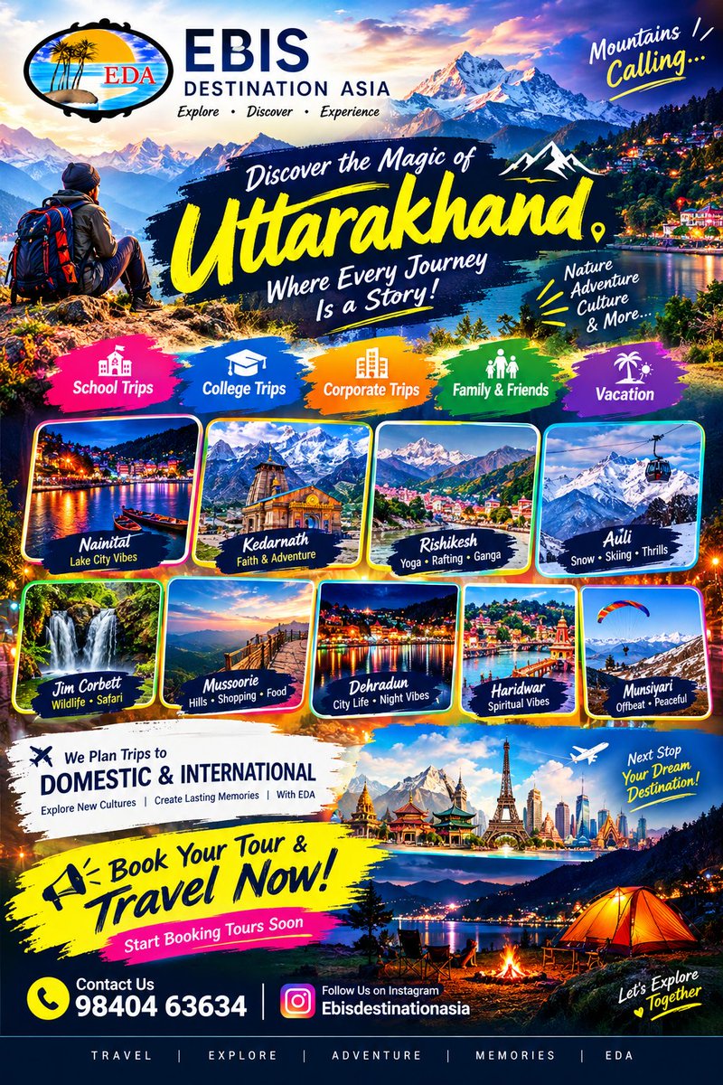 GardiarGringson's tweet photo. Some places are visited. Some places become memories. 🏔️✨
From the thrill of mountain adventures to peaceful getaways

#EbisDestinationAsia #TravelWithEbis #ExploreMore #TravelMemories #WanderMore #TravelIndia #Uttarakhand https://t.co/WzVTVauyNI