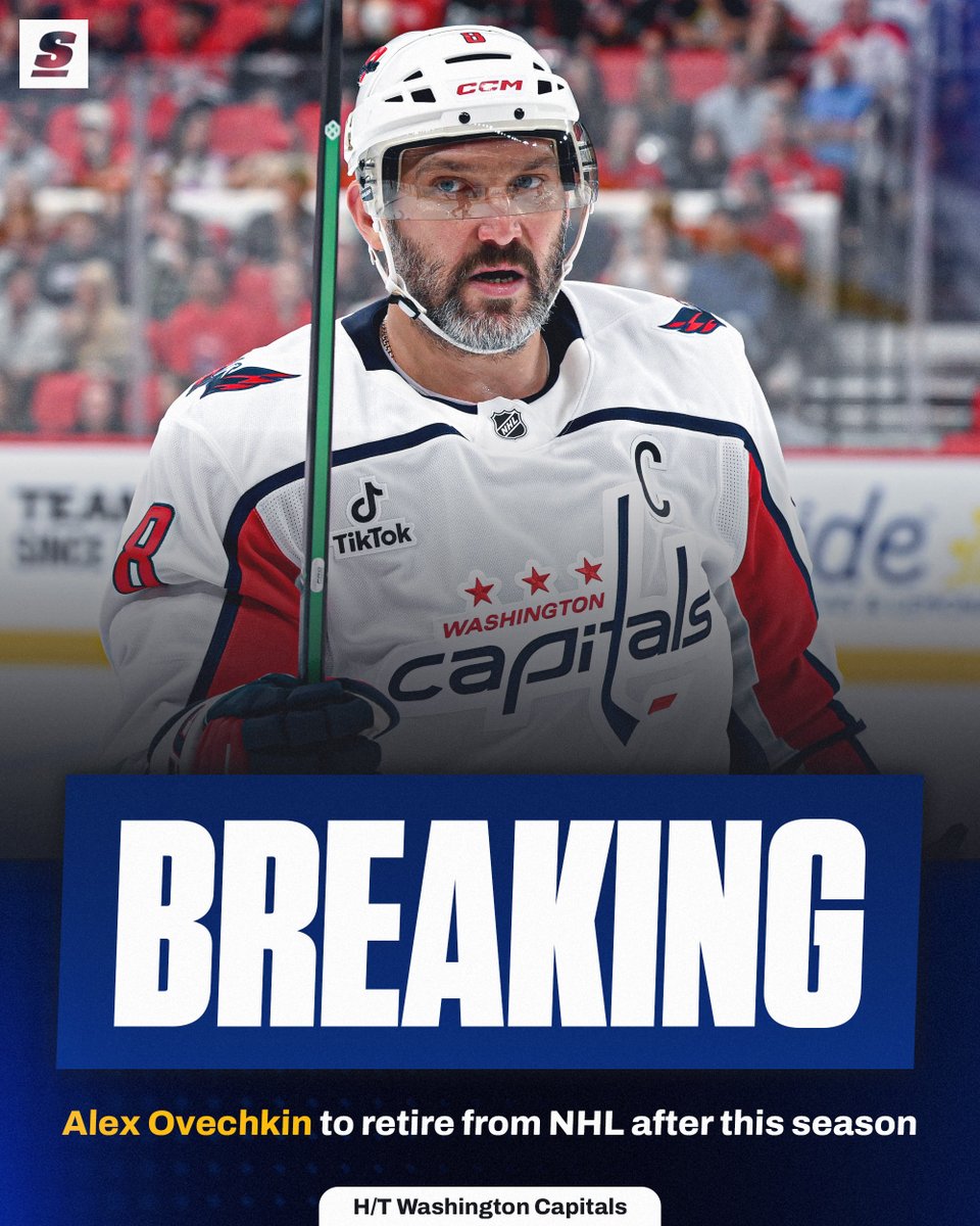 theScore's tweet photo. Alex Ovechkin announced to his teammates this morning that he will retire from the NHL after the 2026-27 season. 😢 https://t.co/kGUluwawvu