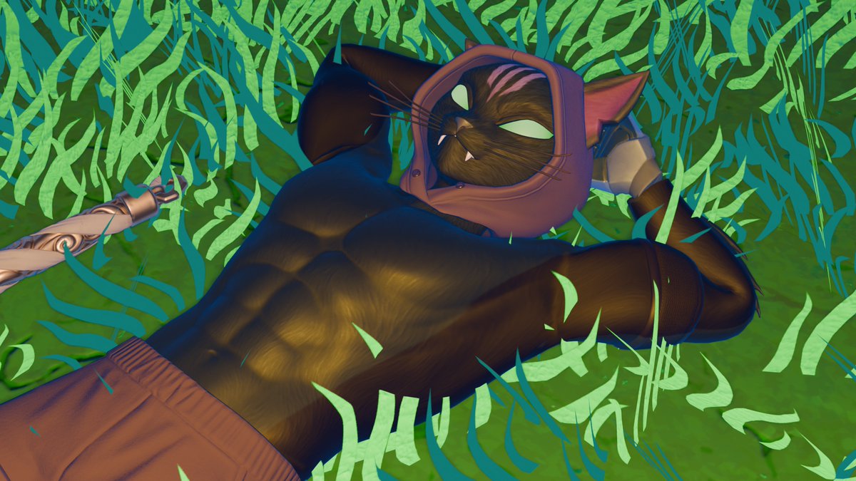 RadMichael2026's tweet photo. Shirtless Nyanja is relaxing outside and enjoy sunbath.
(He really like sunbathing) https://t.co/neO6NT0bU2