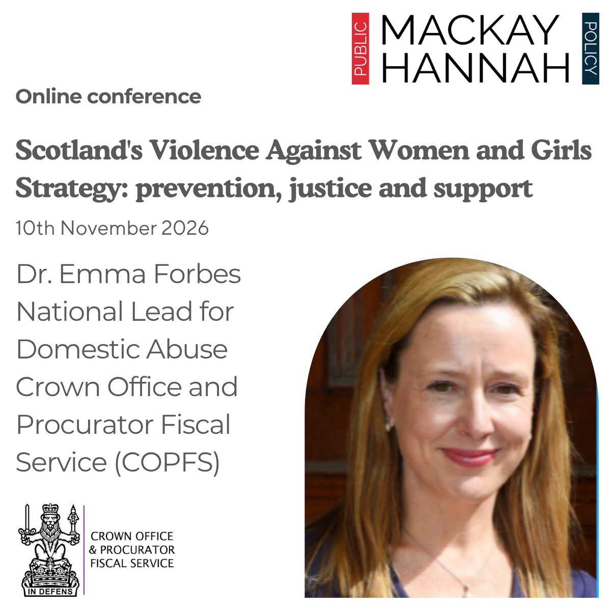 MacKayHannah's tweet photo. Dr Emma Forbes, National Lead for Domestic Abuse at the Crown Office & Procurator Fiscal Service (COPFS):
πImproving policy & practice within the current legal framework
Join us at this conference - info/book place π
https://t.co/ohlJk95i4R
#VAWG #SupportServices #EquallySafe https://t.co/t4S7LB1m2q