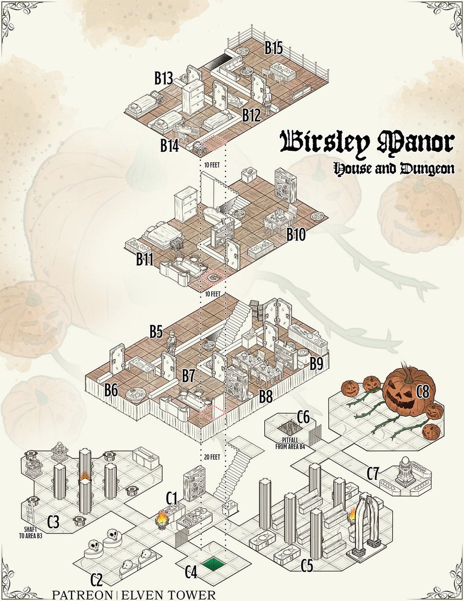 ElvenTower's tweet photo. This is Halloween, this is Halloween!!!🎃🎃🎃

Spooky month is upon us! I drew this map last year. And I'm already working on this month's spooky isometric illustration. https://t.co/hd8NAfCfBp