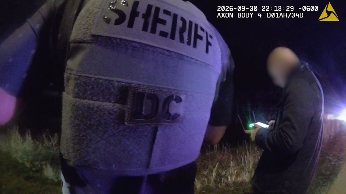 dcsheriff's tweet photo. 🚫Not in Douglas County! Quick-Thinking Deputies Stop $1K+ Theft in Highlands Ranch

On Wednesday night, our deputies responded to a call about a theft in progress at a Highland’s Ranch grocery store. A store employee reported several suspects ran from the store with more than a thousand dollars in stolen merchandise, then tried to escape in a black sedan…not on our watch.

Deputies quickly found the car and that’s when four suspects ran into a nearby field. Our team immediately set a perimeter and deployed drones to protect the community and track the fleeing suspects.

With heat detection on the drones, good communication, and teamwork,  deputies found and arrested all four suspects, with registered addresses outside of Douglas County.

Deputies also discovered several of the suspects had multiple active warrants from other jurisdictions, 13 in total between three of them. Now, these suspects face charges for theft, obstructing peace officers and the outstanding warrants.

Thanks to the quick report, and fast response of our team, deputies were also able to return two carts worth of stolen items to the store.

**All suspects are presumed innocent until proven guilty in a court of law.
