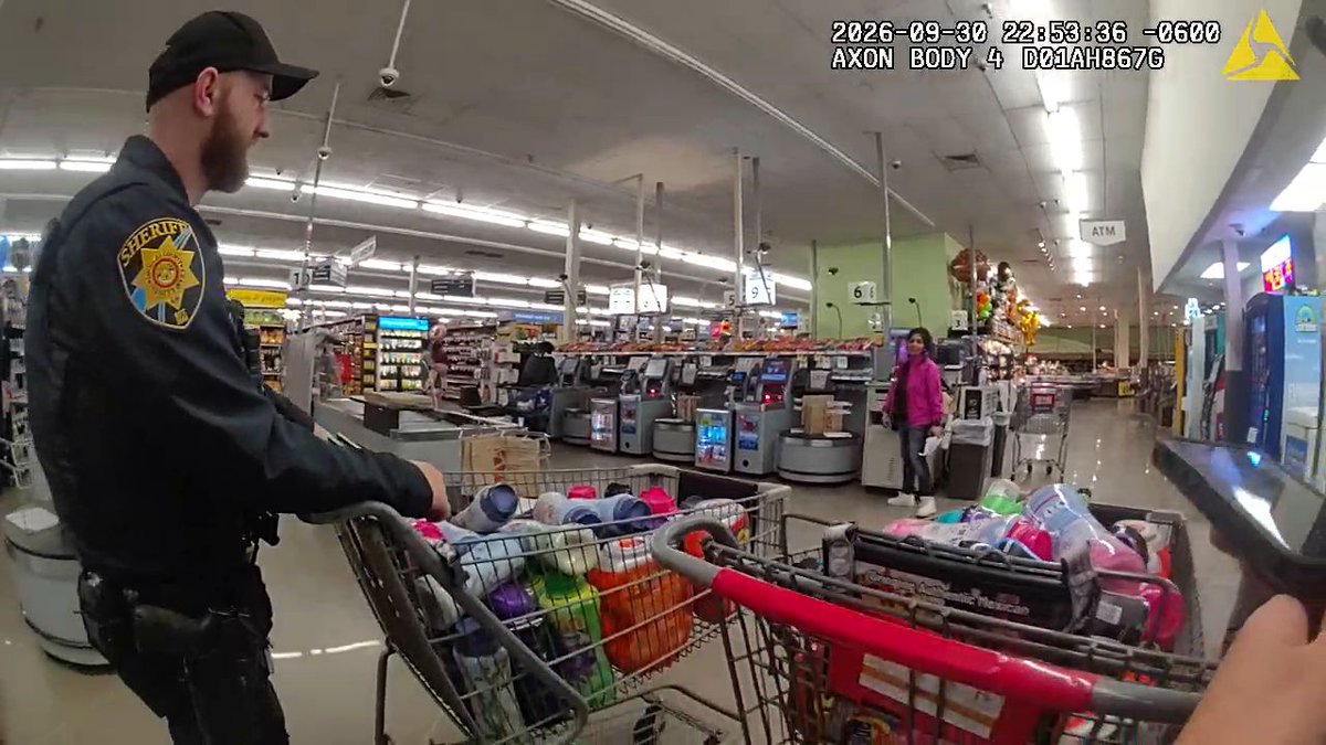 dcsheriff's tweet photo. 🚫Not in Douglas County! Quick-Thinking Deputies Stop $1K+ Theft in Highlands Ranch

On Wednesday night, our deputies responded to a call about a theft in progress at a Highland’s Ranch grocery store. A store employee reported several suspects ran from the store with more than a thousand dollars in stolen merchandise, then tried to escape in a black sedan…not on our watch.

Deputies quickly found the car and that’s when four suspects ran into a nearby field. Our team immediately set a perimeter and deployed drones to protect the community and track the fleeing suspects.

With heat detection on the drones, good communication, and teamwork,  deputies found and arrested all four suspects, with registered addresses outside of Douglas County.

Deputies also discovered several of the suspects had multiple active warrants from other jurisdictions, 13 in total between three of them. Now, these suspects face charges for theft, obstructing peace officers and the outstanding warrants.

Thanks to the quick report, and fast response of our team, deputies were also able to return two carts worth of stolen items to the store.

**All suspects are presumed innocent until proven guilty in a court of law.