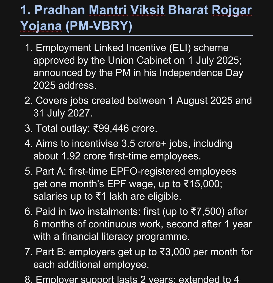 PolityGovUPSC's tweet photo. π ATTENTION ASPIRANTS!!!
π Preparing for #UPSC ? I've put together 10-point quick briefs on 10 recent PIB articles: PM-VBRY, Naxal-Free India, PM Surya Sarovar, Samudra Manthan, V2V systems, GI Tags, EVs & more.
Here's some snaps π
DM to get it
#upsccse https://t.co/1KvMg14H6P