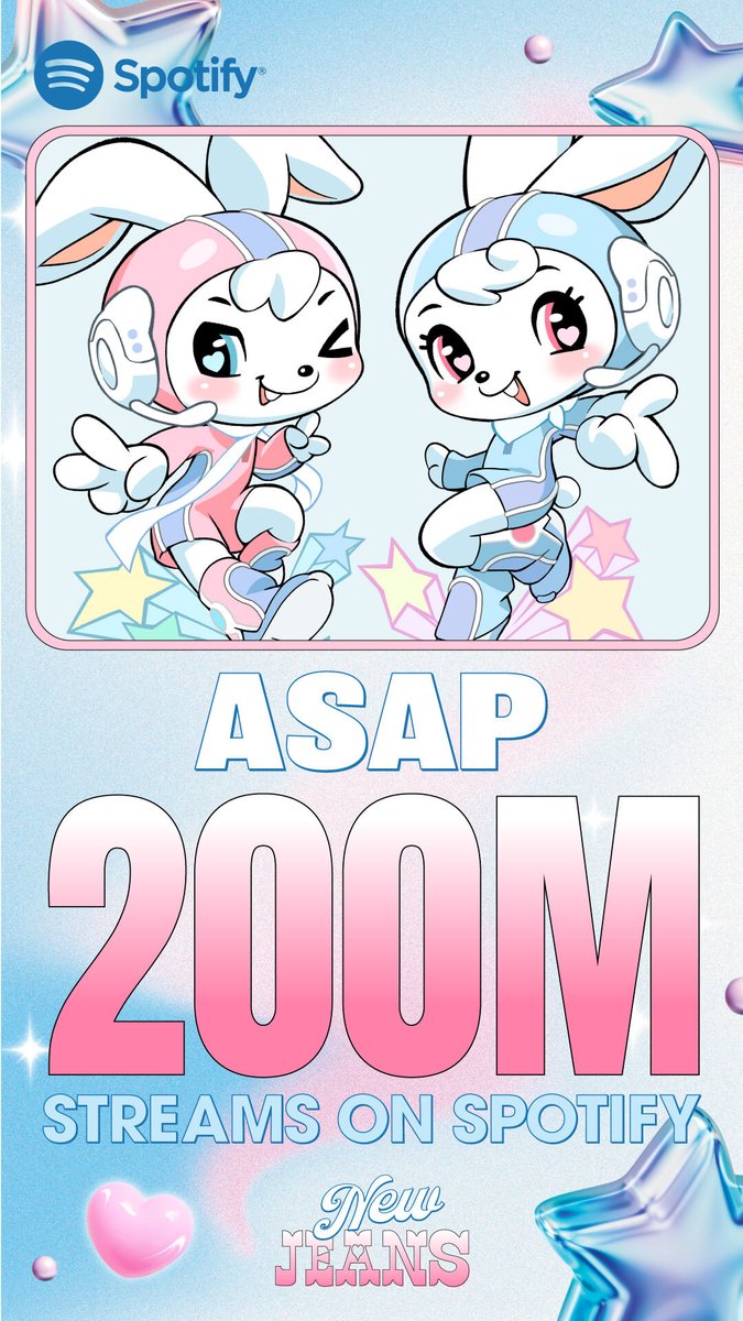 NewJeans_ADOR's tweet photo. 🐰Congratulations!💙

'ASAP' 스포티파이 2억 스트리밍 달성을 축하합니다!
'ASAP' hits 200,000,000 Streams on Spotify!

#NewJeans #뉴진스 #NewJeans_ASAP #200MILLION https://t.co/1rSTdrpy2O
