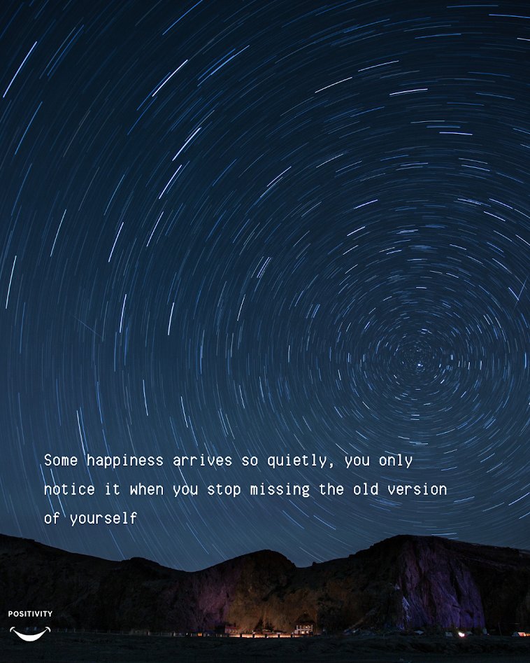 PositivitySaid's tweet photo. Happiness often slips in unnoticed. 

One day you realize the ache has softened and you're no longer looking back with longing. Growth feels like this, quiet and gradual, until it suddenly feels like peace. Honor who you were, and welcome who you've become. https://t.co/DYn1UwOikO