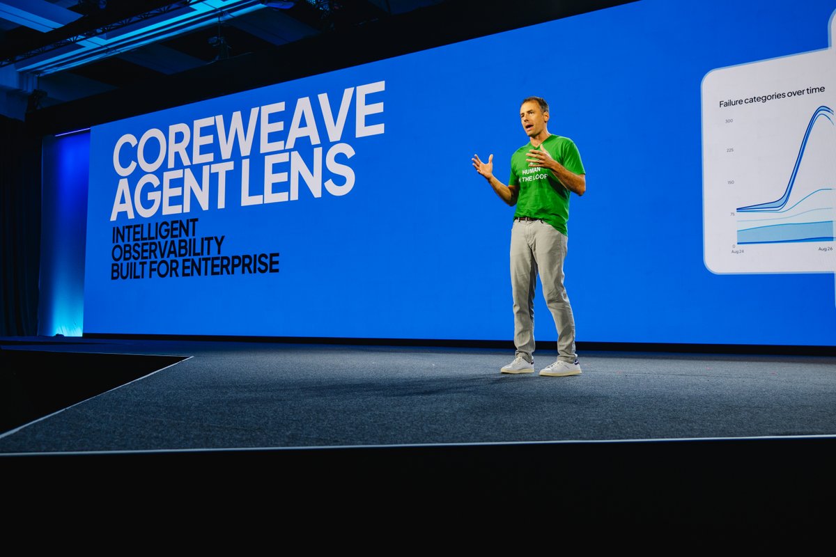 CoreWeave Agent Lens reads your agent's OpenTelemetry corpus, no config, and clusters the conversations that break the same way, each linked to the traces that prove it. Turn a cluster into tests, run your fix against the set, ship when it wins. Claude Code ca