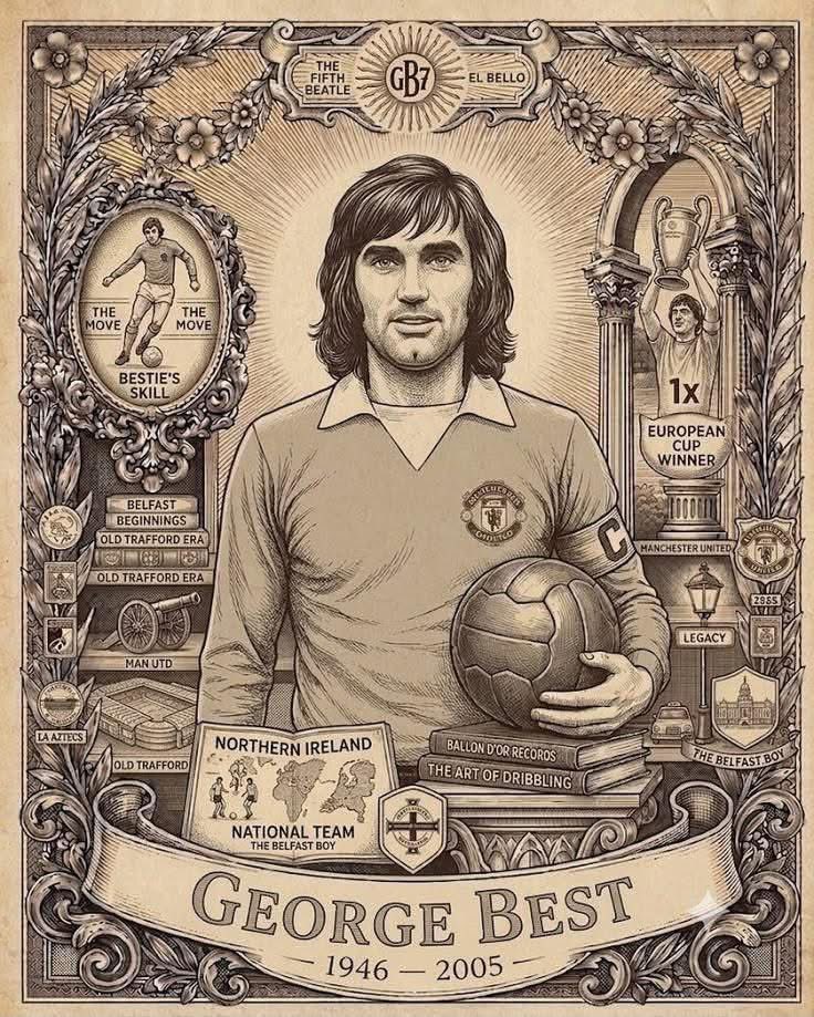 UnitedResale_'s tweet photo. The Belfast Boy. El Bello. The Fifth Beatle. GB7. 👑🔴 https://t.co/Jv3278ZHSo