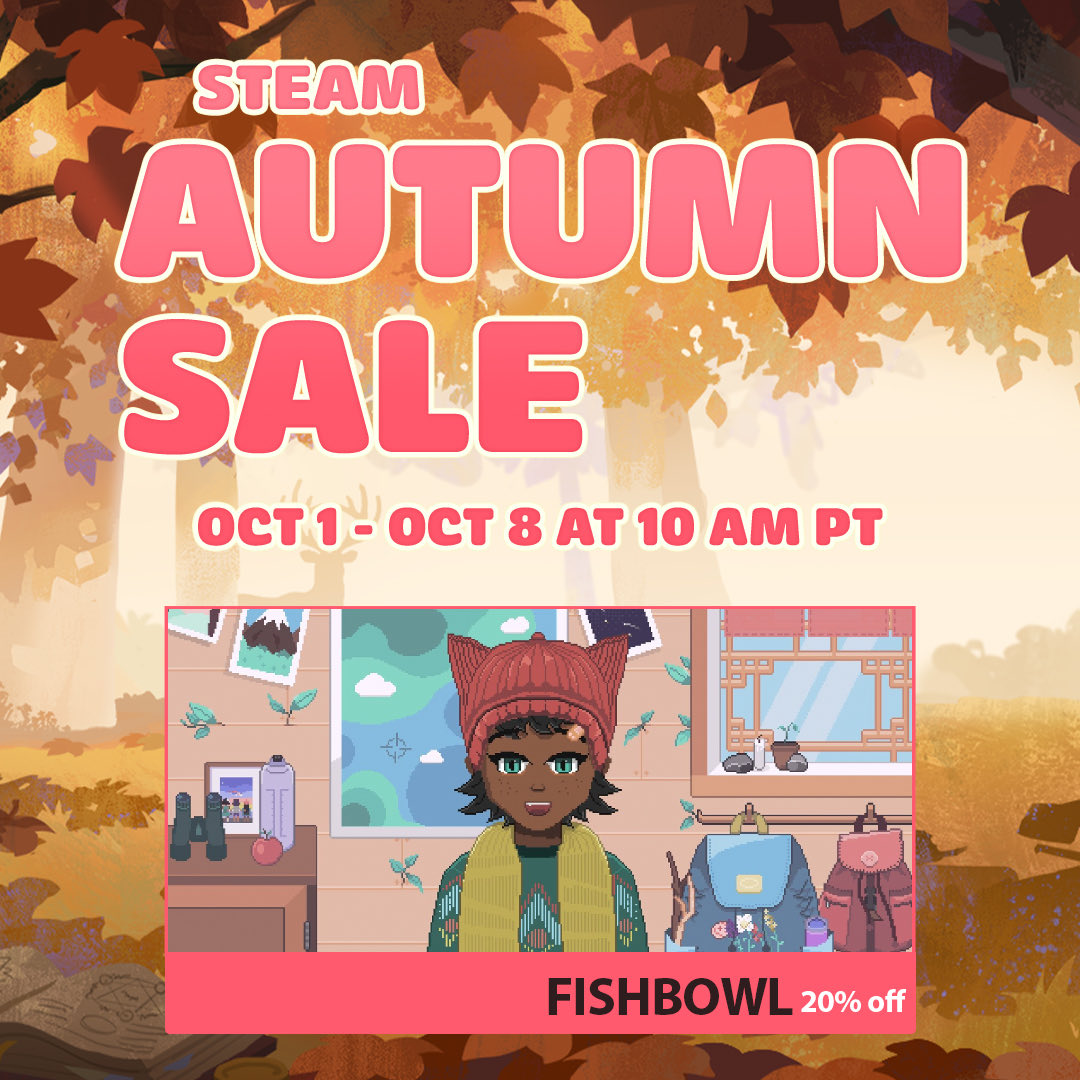 imissmy_friends's tweet photo. Get Fishbowl at 20% off as part of the Steam Autumn Sale 🍁 Yes yes yes! https://t.co/HahGGGadYH