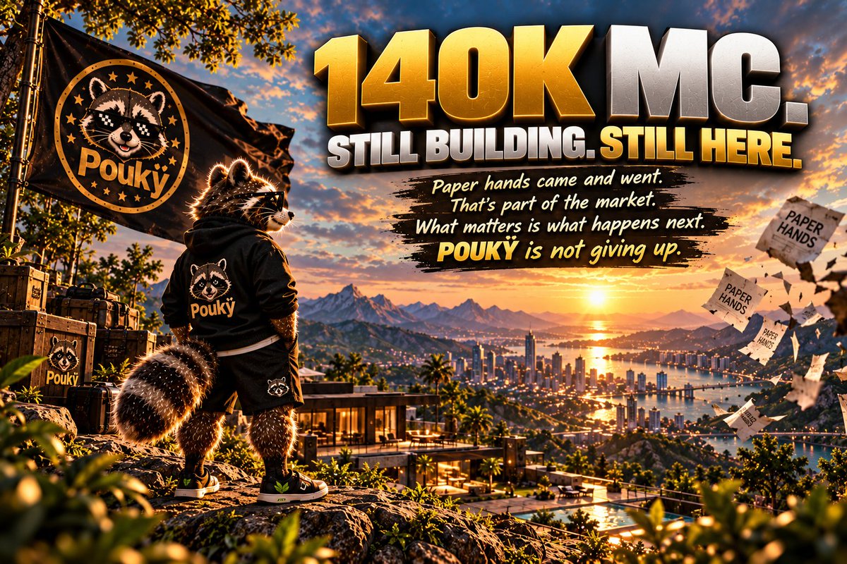 PoukyOfficial's tweet photo. 140K MC. STILL BUILDING. STILL HERE. 🦝

Paper hands came and went.

That’s part of the market.

What matters is what happens next.

POUKŸ is not giving up.

We have a strong dev, a solid community foundation, and people who continue to support the vision. We appreciate every holder, every contributor, and everyone who continues to believe in what we’re building.

Every project goes through quiet periods and difficult market conditions.

The difference is how you respond.

We keep building.
We keep improving.
We keep growing.
We keep moving forward.

140K is not the finish line.

It’s where we continue from.

🦝 POUKŸ IS MORE THAN A MEME.

CA: "DeCbrdr7VGSL7BTFufojwoJ4gudUrxE9pwBzJ6sApump"