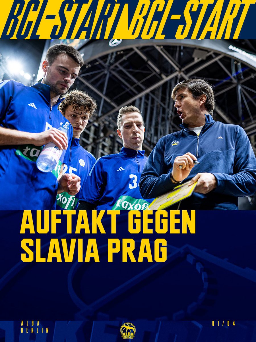 albaberlin's tweet photo. Champions League season 2026/27 loading ⌛️

Am Mittwoch starten wir auswärts bei Slavia Prag in die neue BCL-Saison.

🔗📰 Vorbericht: https://t.co/pGCyni5irE

📺 Alle ALBA-Spiele in der @BasketballCL live nur bei MAGENTA SPORT! https://t.co/dxSsjXEu16