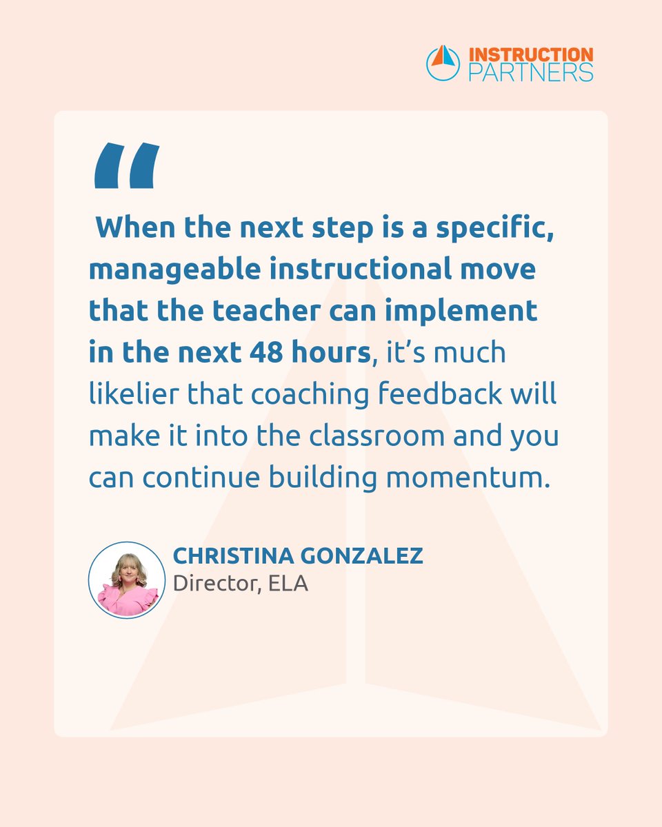InstructUP's tweet photo. Why is it important to agree on a “bite-sized” next step during a coaching conversation?

Here's what Christina Gonzalez, Director of ELA, shared during the Q&amp;A for our recent webinar, "Preparing for Impactful Coaching Conversations.”

Read the full Q&amp;A: https://t.co/s0cEC1vbuk https://t.co/AYnKvprZkF