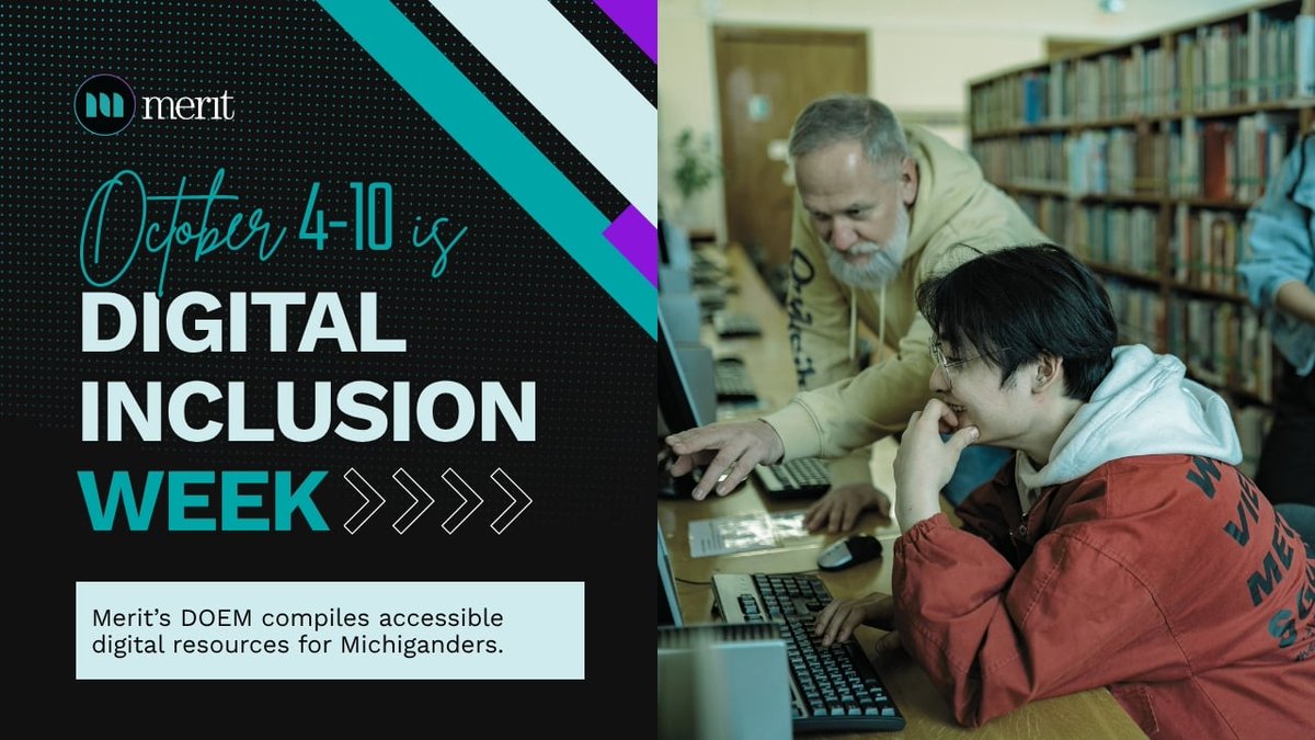 meritnetwork's tweet photo. Free Wi-Fi. Device lending. Low-cost internet. Tech help.

This Digital Inclusion Week, find it all near you on Michigan's Digital Opportunity Enablement Map (DOEM). And if your organization helps people get connected, get on the map. 💜

Link below.

#DIW2026 https://t.co/OoxsJ5bPTz
