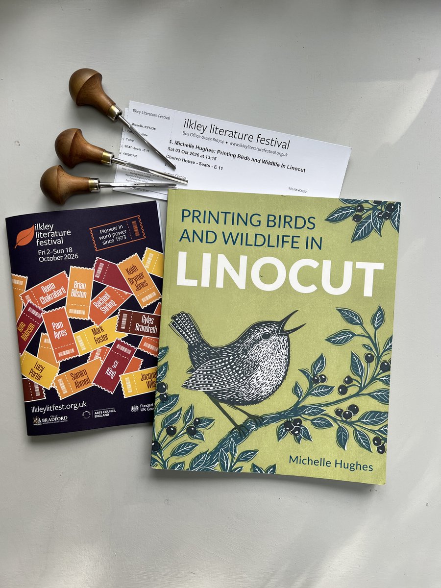 Design_York's tweet photo. A huge thank you to everyone who came to hear me talk about my book at the Ilkley Literature Festival on Saturday. 😊  
@ilkleylitfest @crowoodpress @GroveBookshop 

#Ilkley #IlkleyLiteratureFestival #BookFestival #Linocut https://t.co/RPryO8e7bT