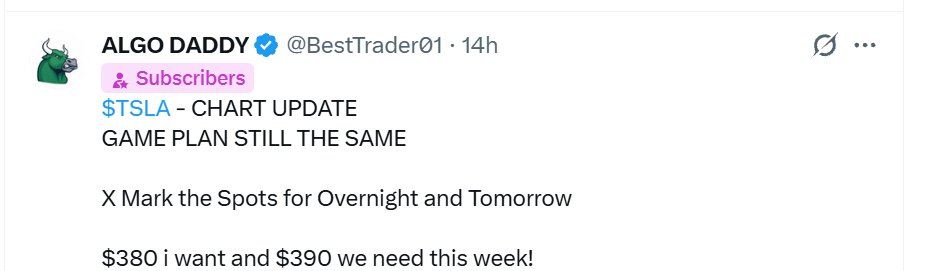 $TSLA - THERE IS NO ONE ON THE PLANET!

Subscribe and see for yourself. Posted to my Subscribers Friday! 
 [📷](https://pbs.twimg.com/media/HT4DxCpWwAAejgx.jpg)