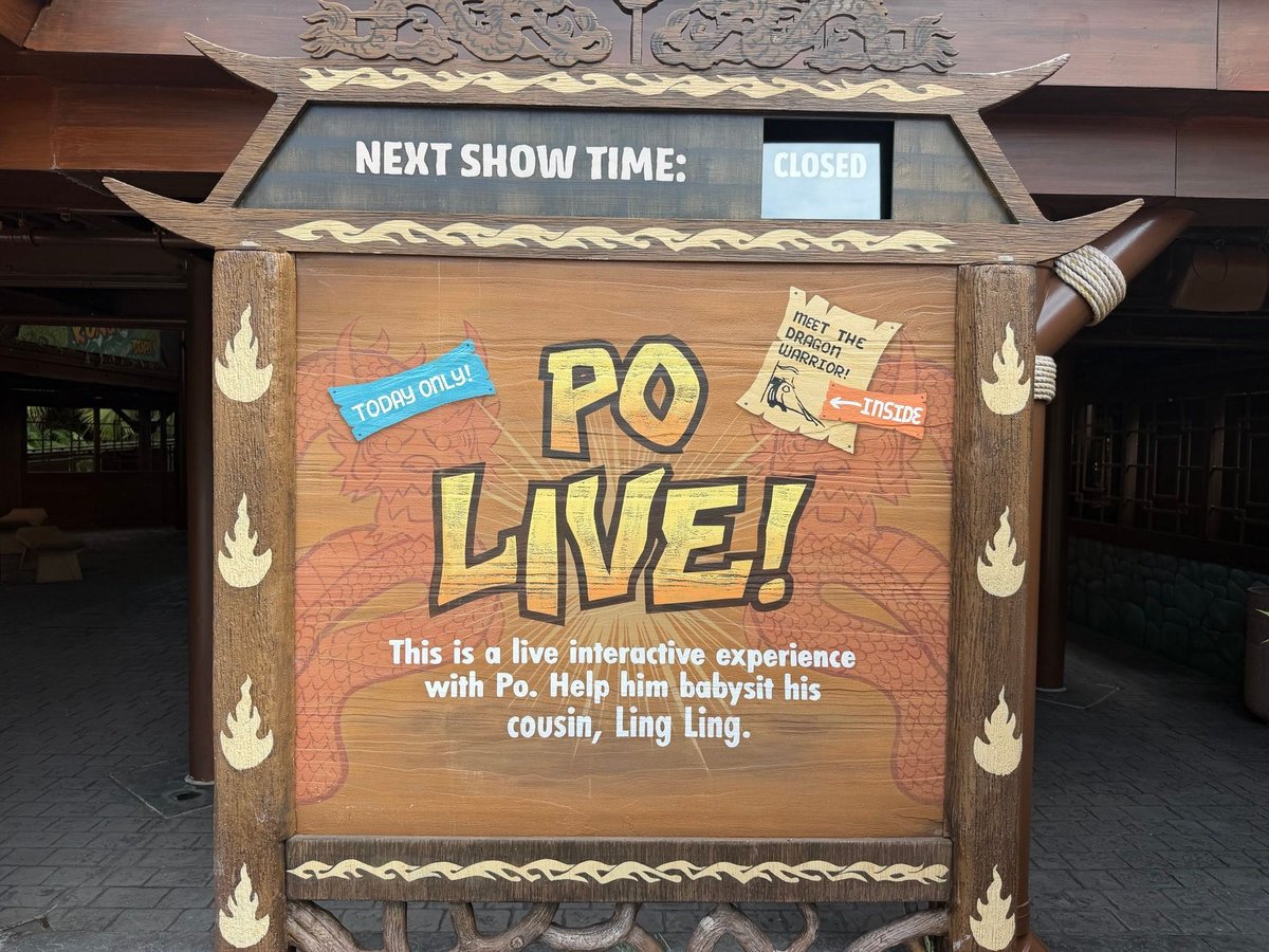 insideuniversal's tweet photo. Po Live! in DreamWorks Land closed on October 3, though the area remains open to guests.

Universal has not announced a reopening date or clarified whether the closure is maintenance-related or a seasonal schedule change. @UniversalORL https://t.co/O08RI3qlpj
